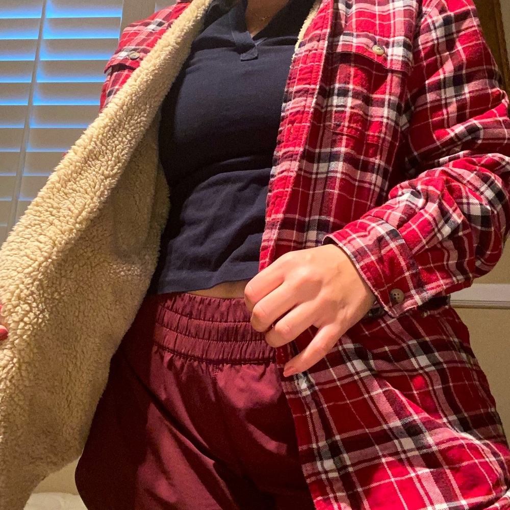 Red Plaid Unisex Fleece Lined Flannel